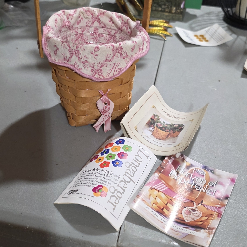 Longaberger Horizon Of Hope Tan Basket with Pink Accents